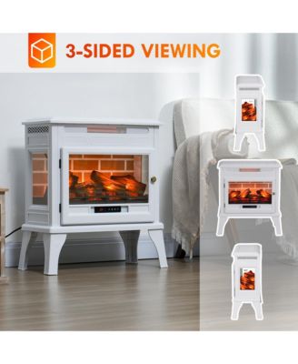 24" Freesding Electric Fireplace Stove w/ Realistic Flame