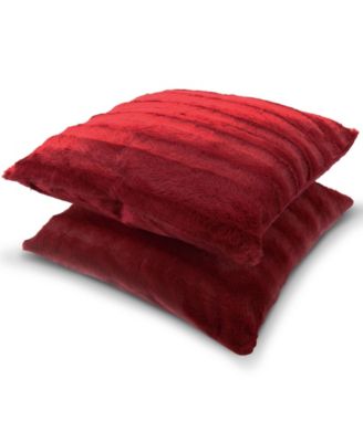 Plush Reversible Faux Fur 2-Pack Decorative Pillow, 16" x 16"