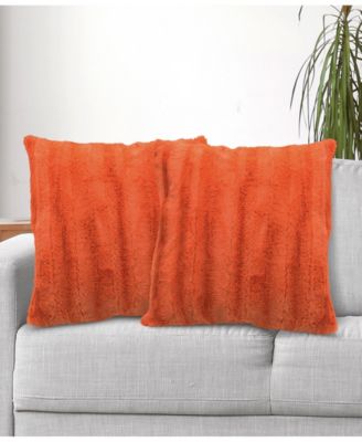 Plush Reversible Faux Fur 2-Pack Decorative Pillow, 16" x 16"
