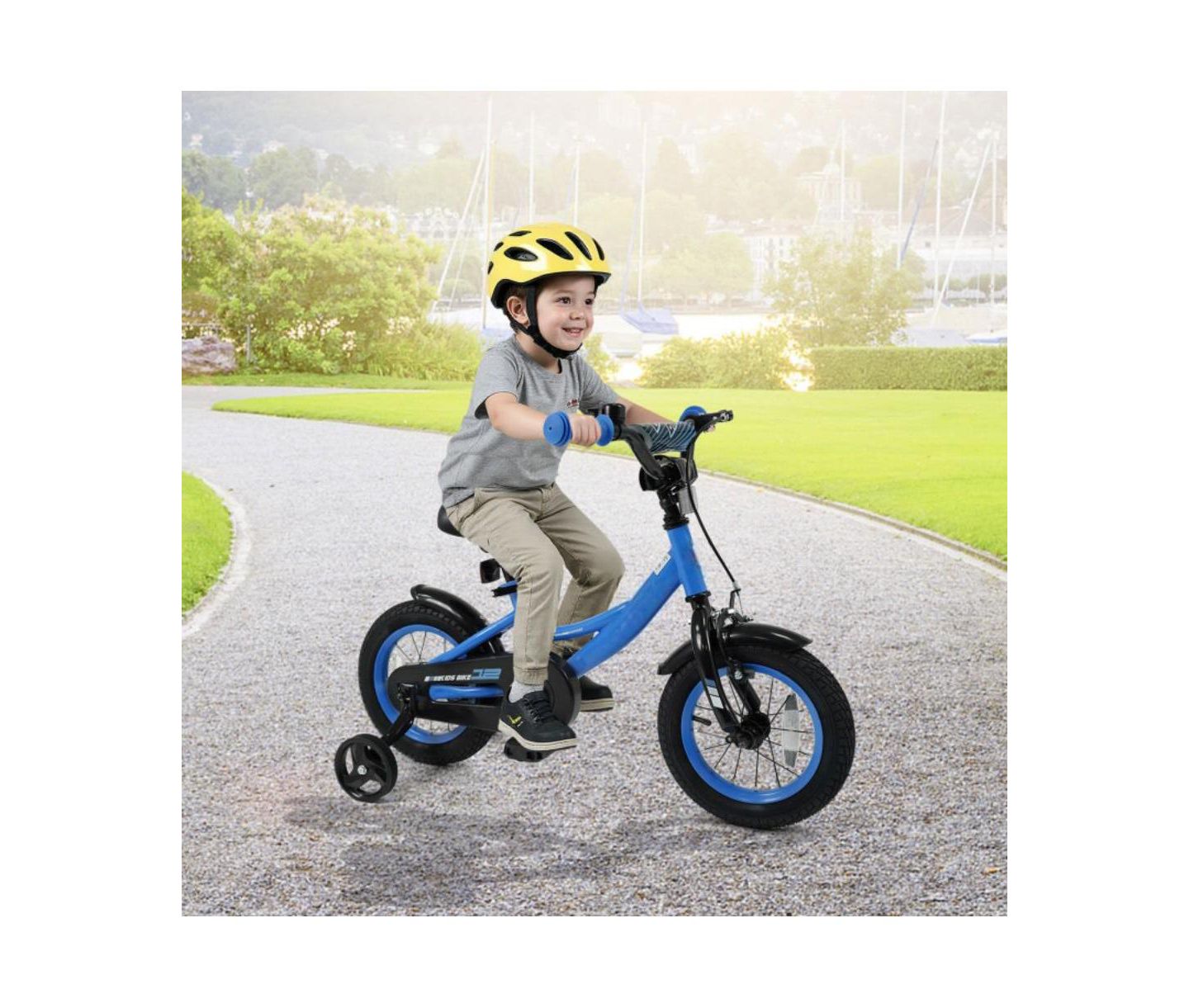Детская игрушка HONGGE Adjustable Kids Bike with Training Wheels and Coaster Brake, Ages 3+, цвет: Синий — фото 3