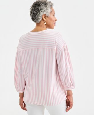 Women's Printed 3/4 Sleeve Split-Neck Top