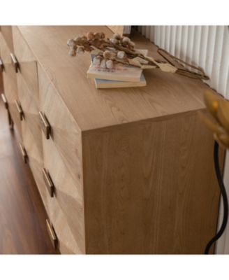 Light Wood 9-Drawer Dresser & TV Stand