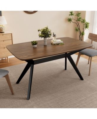 Wood Dining Table ,Walnut+Black