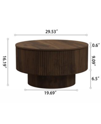  Modern Circular Coffee Table with Storage (Walnut)