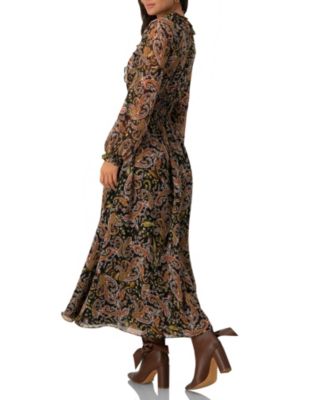 Women's Long Dress with Smock Detail