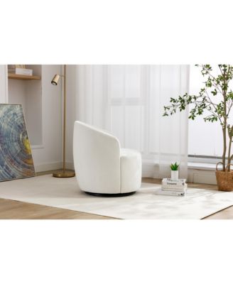 Swanky Swivel Armchair Plush Chenille, Foam Comfort, Black Base