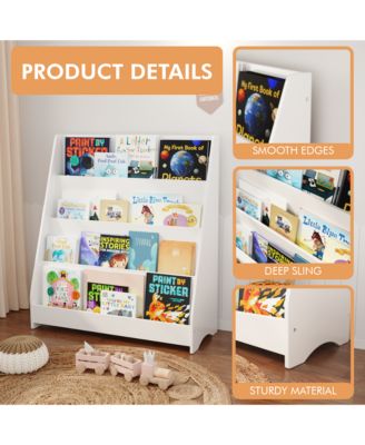 4-Tier Kids Bookshelf, Toddler Book Display Shelves, Helps Keep Bedrooms, Playrooms, and Classrooms Organized,White