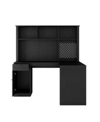 Streamdale L-Shaped Desk with Charger, Drawers, Bookshelf, Gaming Desk