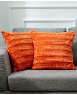 Plush Reversible Faux Fur 2-Pack Decorative Pillow, 24" x 24"