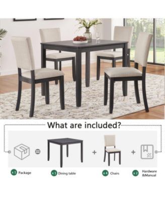 Modern 4-Person Dining Set - Black & Beige