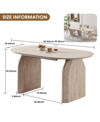 Streamdale Wood Extendable Dining Table, Oval Kitchen Table with Dual-Pillar Design