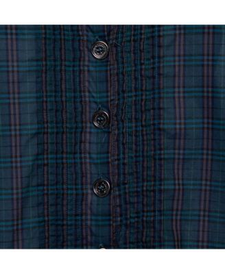 Women's Checkered Cotton Pintuck Detail Shift Dress