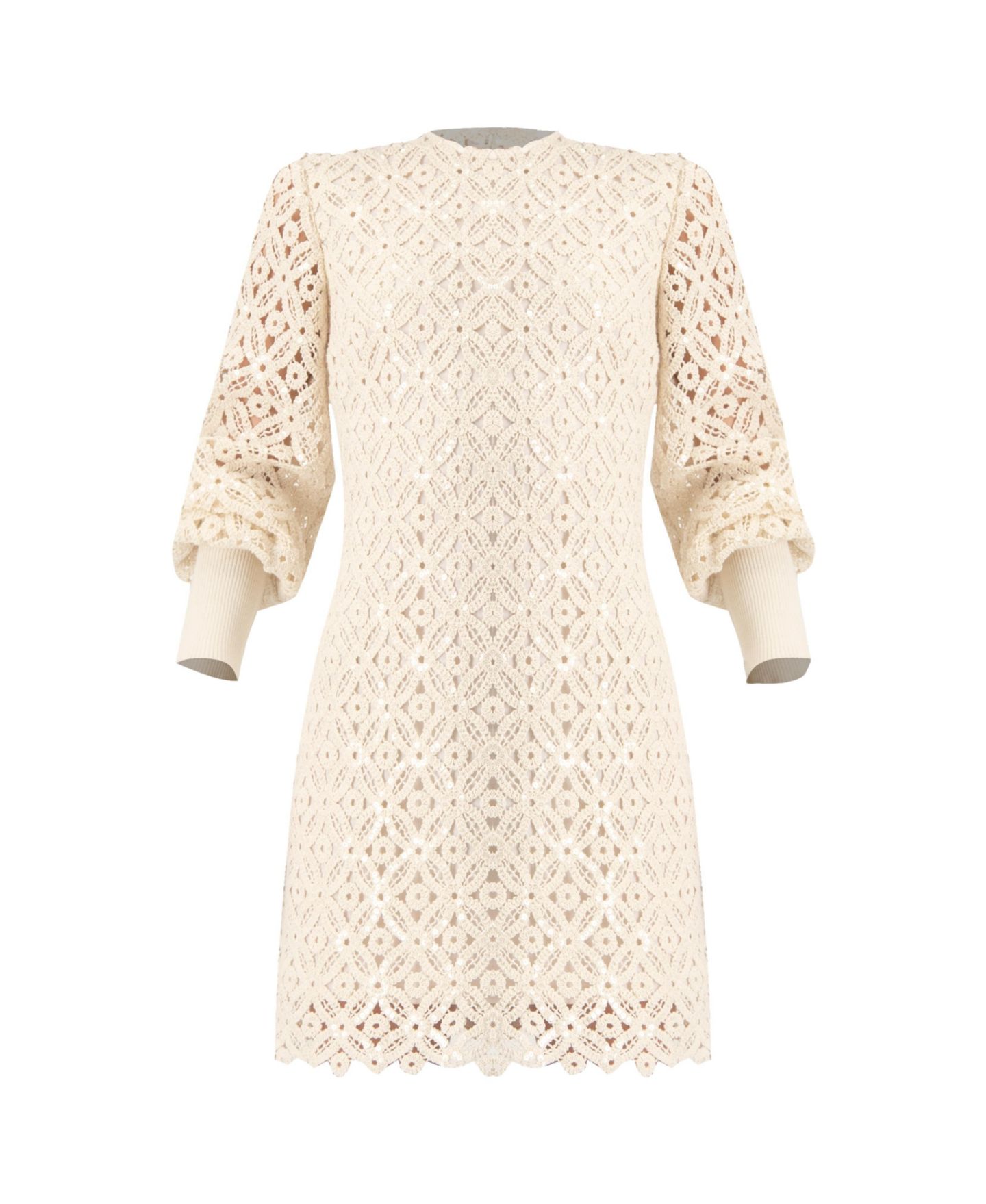 Женское платье Ivonne Embroidered Crochet Mini with Sequin Detailing, цвет: Натуральный — фото 7