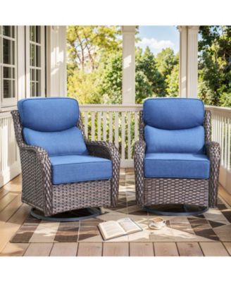 Gymojoy Crescent Swivel Glider All-Weather PE Wicker Patio Conversation Set with Olefin 6 In. Thick Cushions/Sofa (5-Piece)