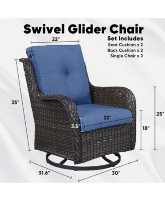 ArcLine Wicker Swivel Glider Outdoor Rocking Chair with CushionGuard Olefin Cushion and Side Table (3-Piece