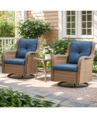 ArcLine Wicker Swivel Glider Outdoor Rocking Chair with CushionGuard Olefin Cushion and Side Table (3-Piece