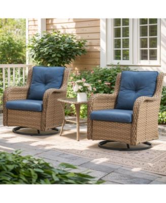 Gymojoy ArcLine Wicker Swivel Glider Outdoor Rocking Chair with ...