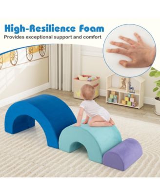 Kids Rainbow Foam Climber Set Soft Play Equipment With Washable Suede Covers