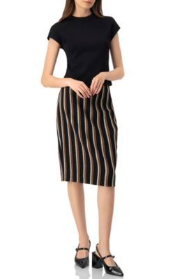Women's Striped Knee Lenght Skirt