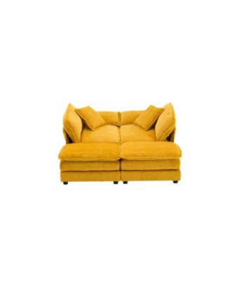 + 2-Seat + Corduroy + With Pillows & Ottomans + Sofa