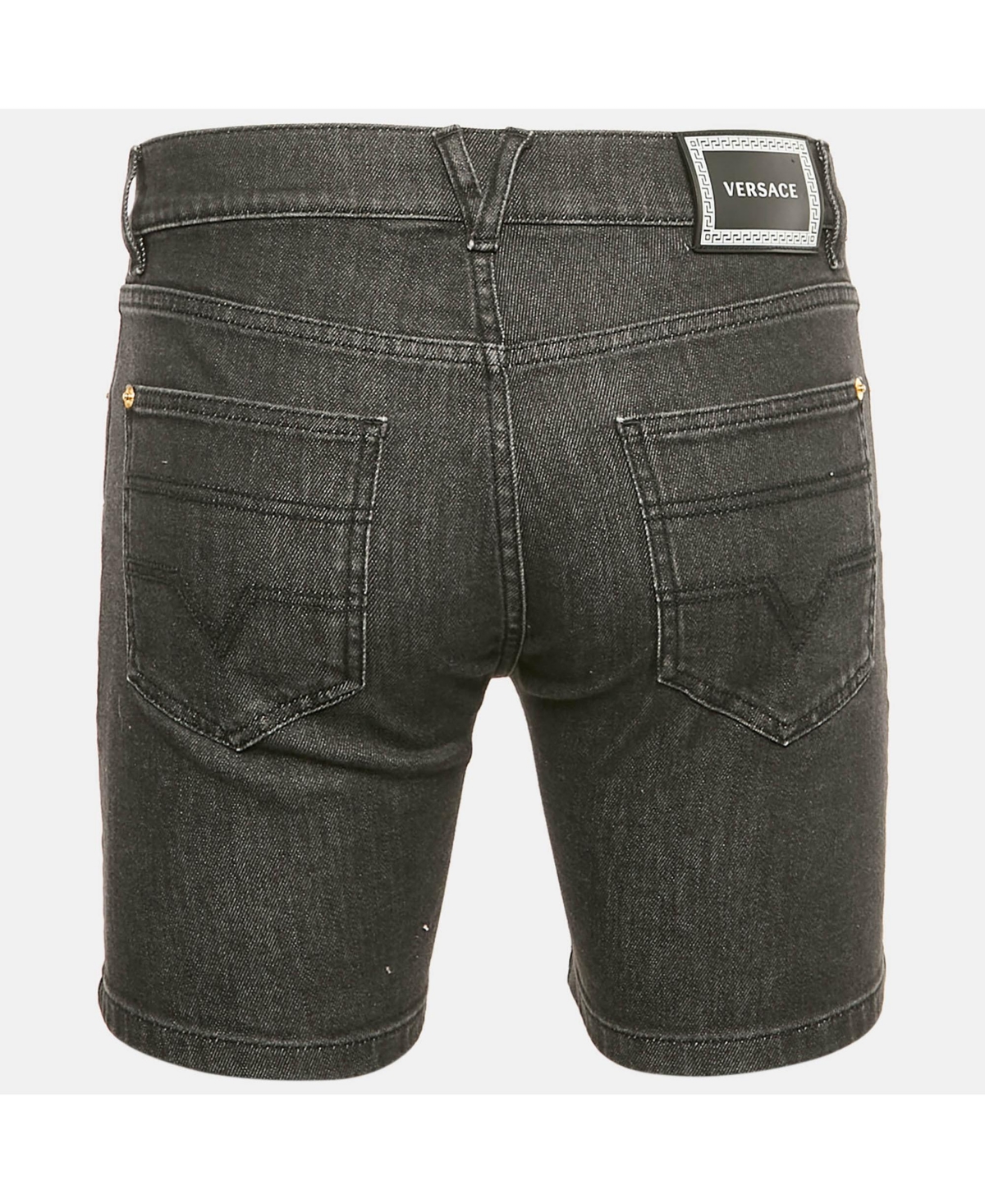 Pre-Owned Versace Men's Pre-Owned Balenciaga men Mcqueen Black Logo Embroidered Denim Shorts