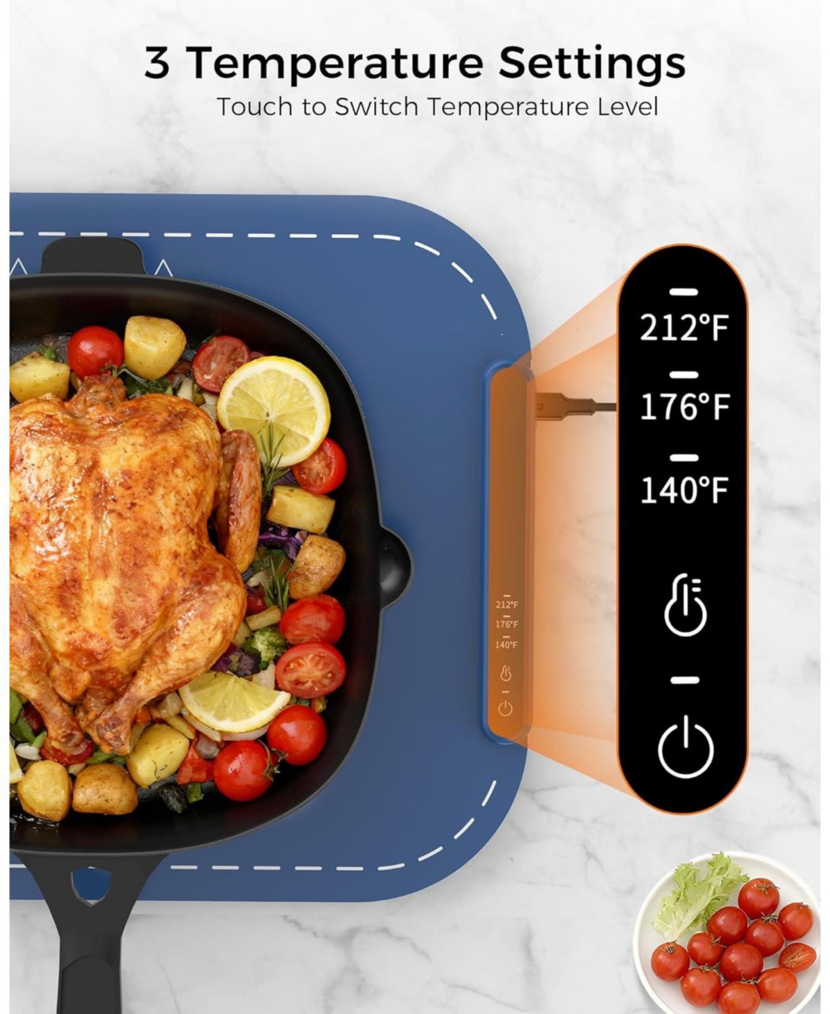 Cowsar Warming Mat for Food, Electric Food Warming Mat, Fast Full-Surface Heating, 3 Temp Settings, Portable Rollable Food Warmer for Gatherings