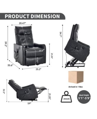 Power Lift Recliner Chair with Massage Heavy Duty Motion Mechanism and One USB for Charging