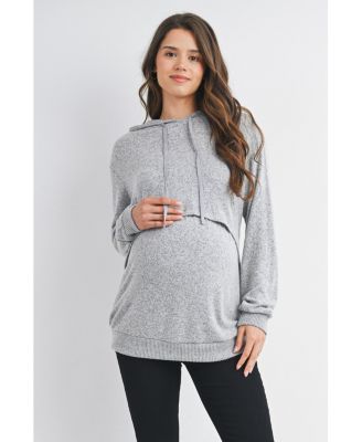 Maternity Double Layer Long Sleeve Nursing Hoodie