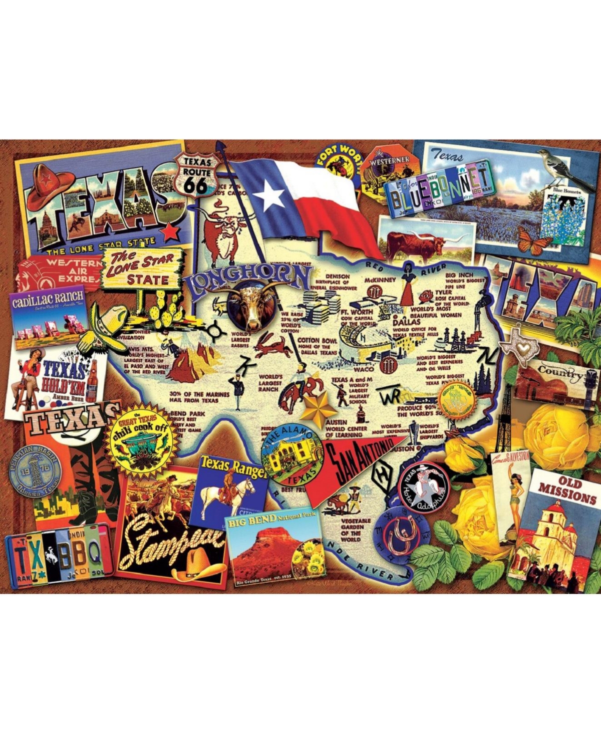 SunsOut Texas: The Lone Star State 500 piece Jigsaw Puzzle for Adults