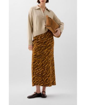 Women's Print Flare Denim Skirt