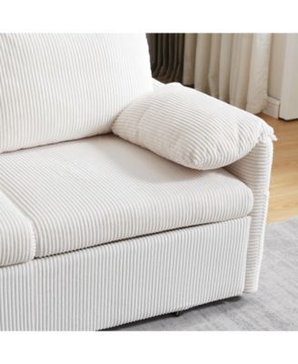 64.5" 3-in-1 Sleeper Sofa with Pullout Bed, Pillows, Pockets