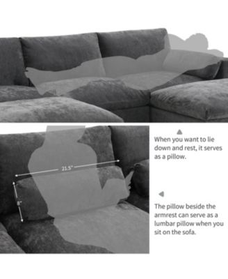 Chenille Modular Sectional Sofa with Ottoman