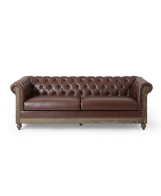 Comfy 3-Seat Sofa with Wooden Legs Retro Style for Living Room and Study