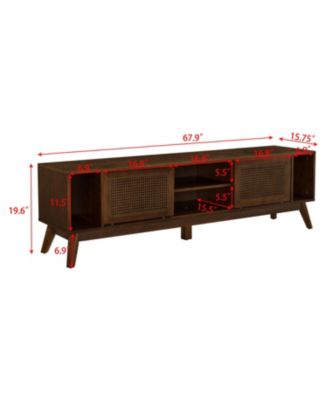 Rattan TV Stand for 75" TVs - Walnut