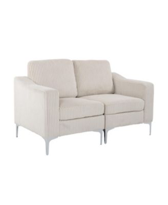 Modular Sectional Two-Seater Sofa Corduroy Sectional Couch Beige