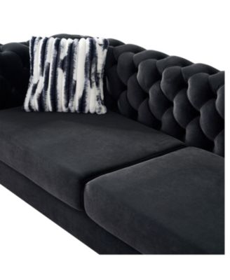 + 84.25"W + Velvet + Tufted + Sofa