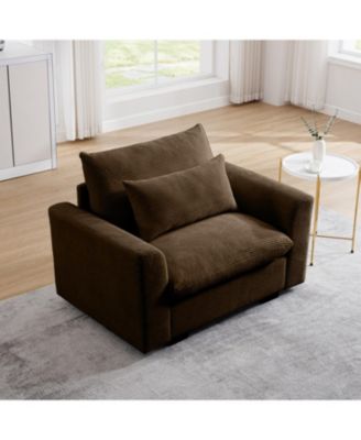 Brown Corduroy Deep Seat Accent Chair