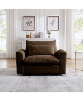 Brown Corduroy Deep Seat Accent Chair