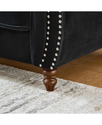 Chesterfield Velvet Sofa Set, Roll Arm, Nailhead Trim, Modern Couch