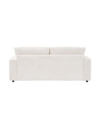 White Corduroy Sofa w/ Storage Legs & Pillows
