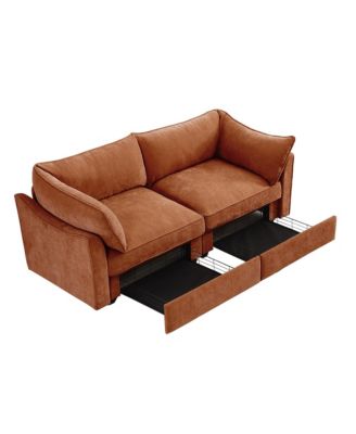 Chenille 2-Seater Sofa with Underseat Storage