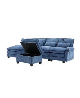 Streamdale 106" U-Shape Sectional Sofa Cloud Couch, Chenille, Ottoman & Pillows