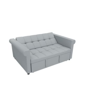Streamdale Velvet Loveseat Sofa Bed - Gray Pull-Out Sleeper Couch