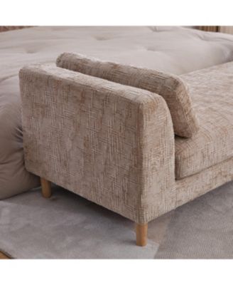 Streamdale Upholstered End of Bed Bench with Armrests & Bolster Pillows - Wheat