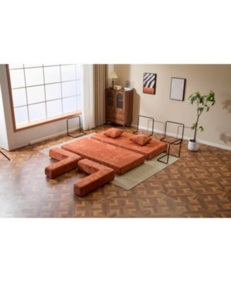  Convertible Floor Sofa Bed with Pillow & Armrest