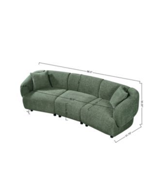 98.5" Beige Curved 3-Seater Sofa- Plush, Streamlined, Durable