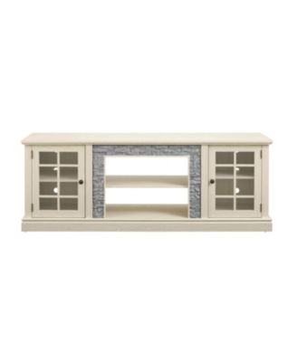70" Modern TV Stand, Faux Stone Media Console, White