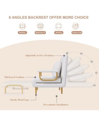Folding Sofa Bed 3-in-1 Convertible Chair - Adjustable Backrest (White)