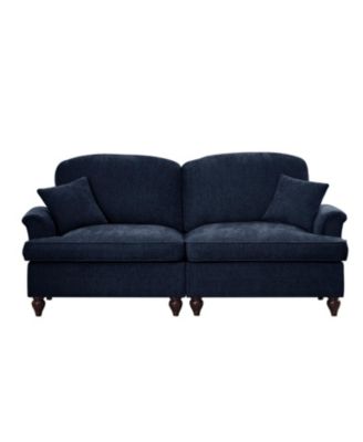 Blue Chenille Mid-Century Two-Seater Sofa