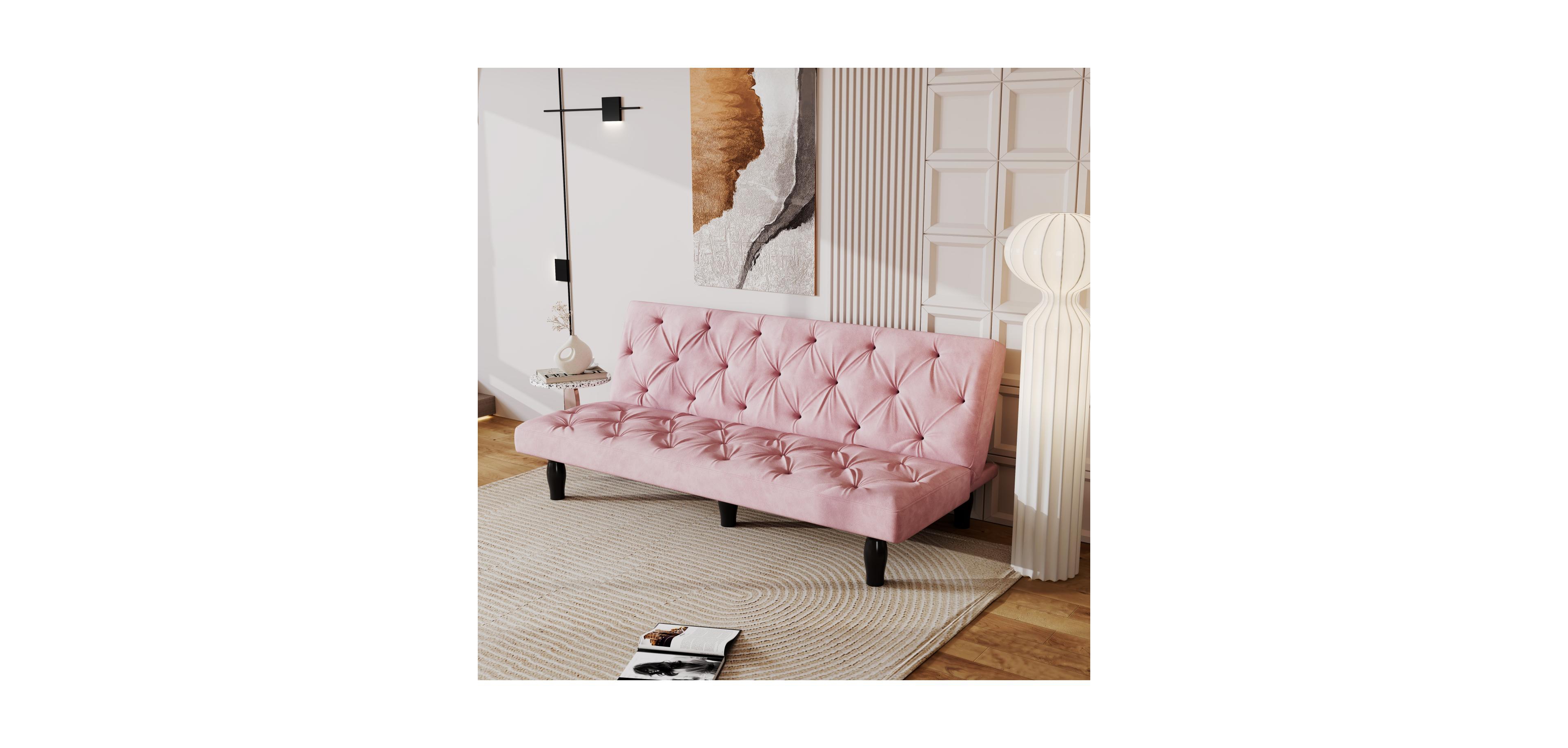 Streamdale Furniture 66" Pink Velvet Sofa Bed